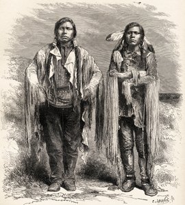 Dois índios Ute, ilustração de &39;O mundo nas mãos&39;, gravado por Charles Laplante (d.1903), publicado em 1878 de Unbekannt Unbekannt