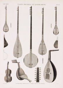 Uma série de ilustrações de instrumentos musicais de Unbekannt