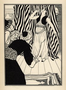 Um sultão esconde o Barão de Munchausen. Ilustração de William Strang (1859-1921) e JB Clark de "The Adventures of the Baron of Munchausen (Munchhausen)" de Rudolf Erich Raspe (1736-1794) (1789) de Unbekannt