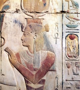 Abydos no Egipto: Templo Osiriac de Sethi (Seti) I, A Deusa ISIS.