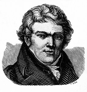Aloys Senefelder (1771-1834), acteur et dramaturge allemand, inventeur de la lithographie et imprimeur - Senefelder, Alois, inventor da litografia. Ilustração / gravura em madeira de : "O mundo em ilustrações", publicado pelo autor, Dr. Chr. de Unbekannter Künstler