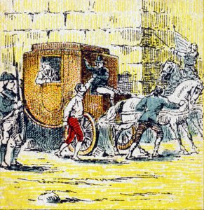 Prisão de Luís XVI e da sua família em fuga em Varennes a 21 de Junho de 1791. Gravura no "Histoire de France". Série de imagens publicitárias publicadas em nome de Louit, 24 rue d