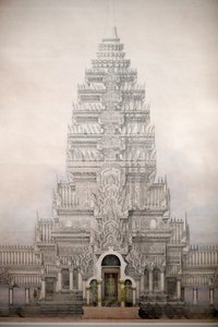 Museu das Civilizações Asiáticas, Angkor, Explorando a cidade sagrada do Camboja, Vista frontal dos três primeiros recintos de ANgkor wat, Louis Delaporte, Camboja de Unbekannt