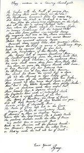 Cópia de autógrafo na caligrafia do poeta Thomas Gray, do seu poema "Elegy escrita num pátio de igreja campestre". de Unbekannt