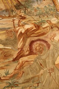 Basílica de Santa Caterina, Galatina, Apúlia Fresco no claustro : São Francisco recebendo os estigmas Pintados por BrJoseph de Gravina em 1696, Galatina, Itália de Unbekannt