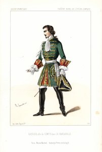 O baixo-barítono Edouard Gassier no papel do Conde em La Barcarolle de Auber, Ópera Comique de Unbekannter Künstler