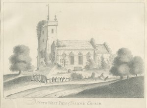 Igreja de Baswich: desenho a lápis, julho de 1831 de Unbekannt