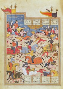 Cena de Batalha, ilustração do "Shahnama" de Unbekannt