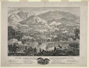 Batalha de Buena Vista também conhecida como Batalha de Angostura, as tropas do General Zachary Taylor forçando o retiro do General Antonio Lopez de Santa Anna, 23 de fevereiro de Unbekannt
