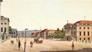 Berlim - A avenida "Unter den Linden" e a Ópera de Berlim, fim do século XIX / início do século XX (impressão) de Unbekannter Künstler