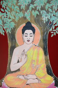 Buda a dar uma bênção. Thangka, Kathmandu, Nepal de Unbekannt