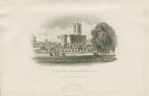 Burton-upon-Trent - Igreja de St. Modwen: gravura em aço, sd [ Séc. XIX] de Unbekannt
