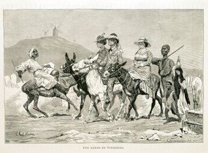Desenho animado de turistas ocidentais no Egito - Ilustração do Atlas do Egito de Unknown
