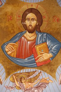 Afresco de tecto na igreja ortodoxa de Pedoulas. Cristo pantocrator, 20150510, Pedoulas, Chipre de Unbekannt