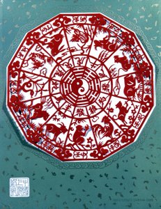 Zodíaco chinês. Corte de papel de Unbekannter Künstler