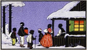 Festa de Natal numa aldeia na Áustria, c.1910 (postal) de Unbekannter Künstler