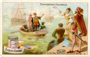 A segunda viagem de Cristóvão Colombo através do Altântico de Unbekannter Künstler