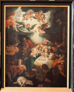 Igreja (Basilique Notre-Dame de Tongre). Interior. Tríptico. O Nascimento. de Unbekannter Künstler