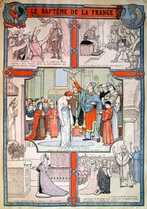 Batizado de Clóvis por São Remi em Reims, c. 1930 (gravura) de Unbekannter Künstler