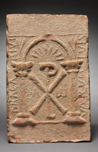 Placa da tumba de Columbarium com o monograma de Cristo, 500-800 de Unbekannt
