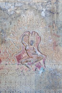 Dançando o relevo de Apsara na parede exterior ocidental, Angkor Wat, Camboja (foto) de Unbekannter Künstler