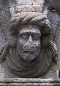 Detalhe de um friso num edifício histórico na Praça da República (Praca da Republica) em Viana do Castelo. Portugal de Benjamin Baud