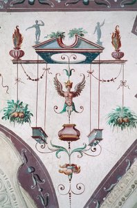 Detalhe do teto do Salão dos Grotesques (século XVI), Castelo Della Manta, Manta (Cuneo), Piemonte, Itália de Benjamin Baud