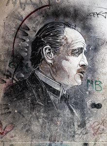 Don Corleone interpretado por Marlon Brando pelo C215 Viuccaria Market de Benjamin Baud