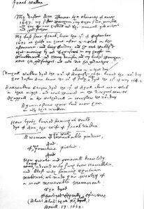 Entradas de Izaak Walton na sua cópia do Livro de Oração Comum, após 1662 (caneta e tinta sobre papel) de Unbekannt