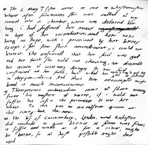 Extracto do diário do Rei Eduardo VI descrevendo a visita da sua irmã Maria a Westminster, as suas tentativas para a persuadir a mudar a sua prática religiosa e a deixar de assistir à missa católica. de Unbekannt