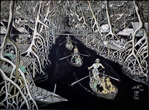 Museu de Belas Artes, Ca Mau Guerrillas By Thai Ha, Gravura em Verniz, Cidade de Ho Chi Minh, Vietnã, 2018