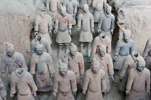 Primeiro fosso; figuras guerreiras permanentes; Imperador Qin Shi Huang Mausoléu; Exército de Terracota; Xi