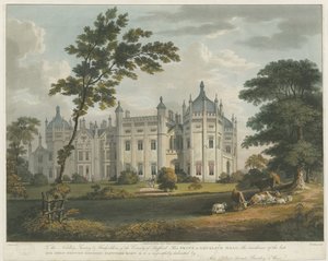 Forton - Aqualate Hall: gravura aquatint matizada, nd [c 1814] de Unbekannt
