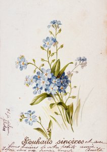 Cartão de aniversário francês com elementos florais de Unbekannter Künstler