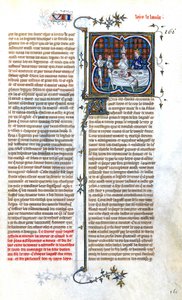 Encontro do rei francês Luís, o Gago (846-879) com o papa João VIII para a sua coroação em 877, iluminura de "Grandes Chroniques de France de CharlesV", c. 1375-1380 de Unbekannter Künstler