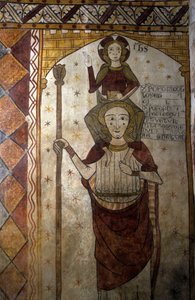 Fresco da Torre Ferrande em Pernes-les-Fontaines (Pernes les Fontaines, Vaucluse (84) do século XIII: São Cristóvão carregando Cristo. de Unbekannt