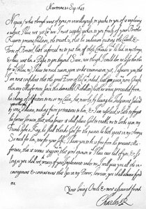 Carta amigável de Carlos I ao seu sobrinho, Príncipe Maurice, escrita em Newtown, Powys, Gales, 20 de Setembro de Unbekannt