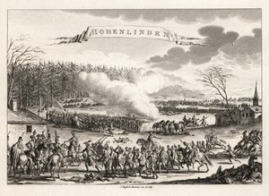 General Jean Victor Marie Moreau conduzindo o Exército Revolucionário Francês à vitória na Batalha de Hohenlinden sobre os austríacos e os bávaros de Unbekannt