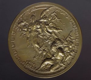 Medalha de bronze dourado para marcar o 400º aniversário da descoberta das Américas (1492-1892) de Benjamin Baud