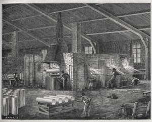 Fabricação de vidro, c. 1880 (gravura) de Unbekannter Künstler