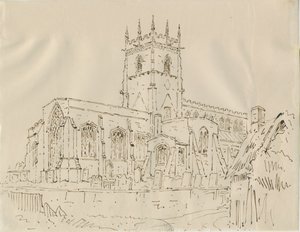 Igreja Gnosall: desenho a caneta e tinta, década de 1830 de Unbekannt