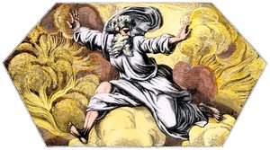 Deus Criando o Céu e a Terra - Gravura colorida do século XIX, da Loggia (Logge) do Vaticano (Itália) por Rafael (Raffaello Sanzio de Unbekannter Künstler
