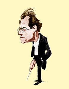 Gustav Mahler. Caricatura de Oscar Garvens compositor austríaco, 7 de Julho de 1860 - 18 de Maio de 1911. Oscar Garvens 1874-1951 de Unbekannt