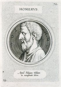 HOMERO (século IX a.C.). Escritor grego (gravura) de Unbekannter Künstler