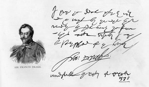 Caligrafia e assinatura de Sir Francis Drake de Unbekannt