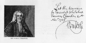 Caligrafia e assinatura de Sir Robert Walpole de Unbekannt
