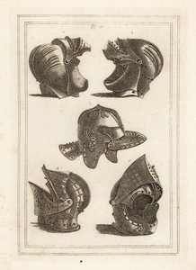 Capacete de John de Courcy, Conde de Ulster 1,2, capacete de Oliver Cromwell 3, capacete basculante 4,5 de Unbekannt