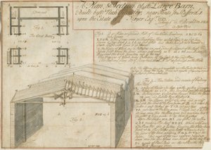 Sugestões - Celeiro na propriedade Floyer: desenho a caneta, 25 de abril de 1733 de Unbekannt