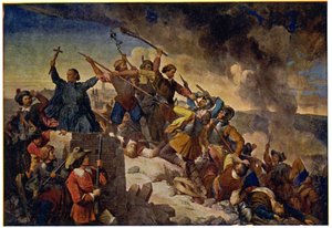Histoire. República Checa (Boémia). Guerra dos Trinta Anos. Defesa de Praga em frente ao exército sueco liderado por Hans Christoff von Königsmarck, 25 de Julho. de Unbekannter Künstler
