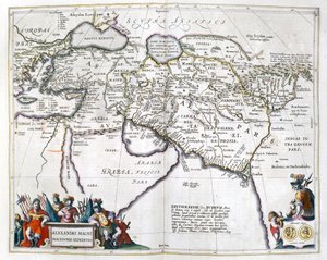 História. Grécia Antiga. As viagens de Alexandre o Grande. Gravação em : Le theatre du monde, atlas de G, Blaeu, Amsterdam de Unbekannter Künstler